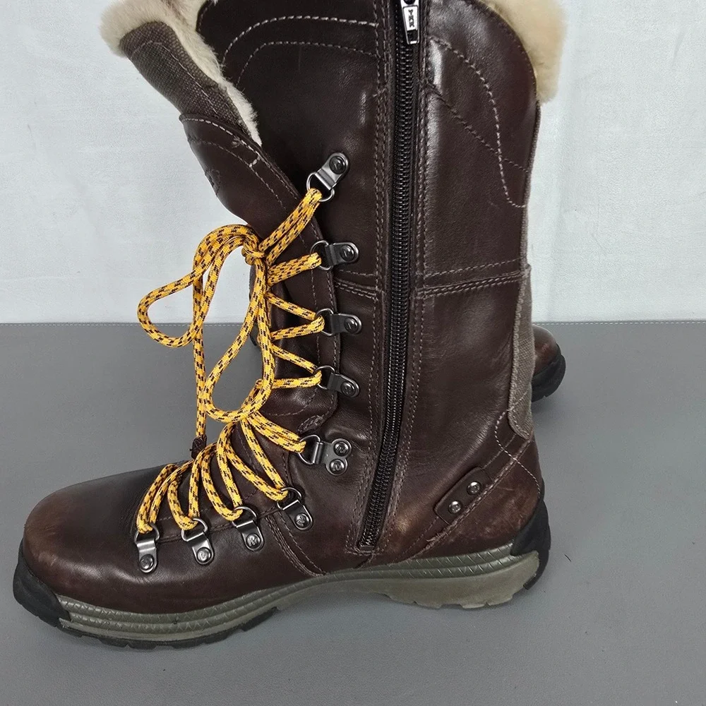 Merrell Natalya Waterproof Winter Womens Boots Size 9.5 Brown Leather Faux Fur